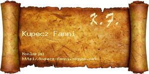 Kupecz Fanni névjegykártya